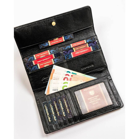 Elegante Damen Geldbörse mit Lackklappe und Reptilprägung – Peterson