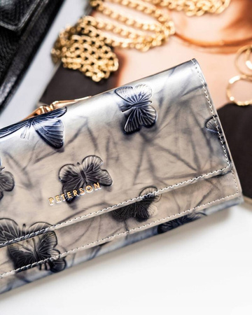 Große Damen Geldbörse aus Leder mit Bügel- und Druckknopfverschluss – Peterson