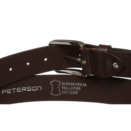 Brauner, breiter Herren-Gürtel aus Leder mit klassischer Schnalle – Peterson