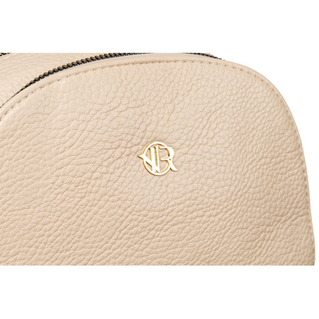 Bequemer beiger Rucksack mit goldenen Reißverschlüssen – Rovicky