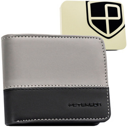 Schwarz-graue Herren Geldbörse im Querformat ohne äußeren Verschluss – Peterson