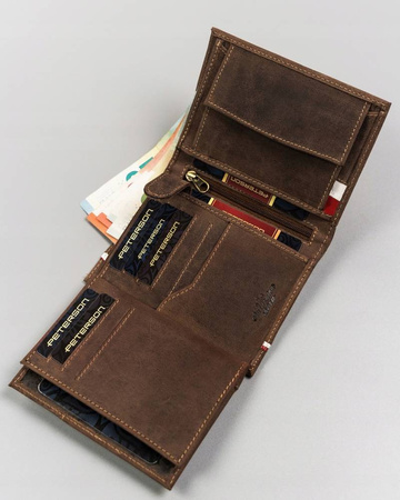 Große Herren Geldbörse aus Leder mit patriotischem Motiv – Peterson