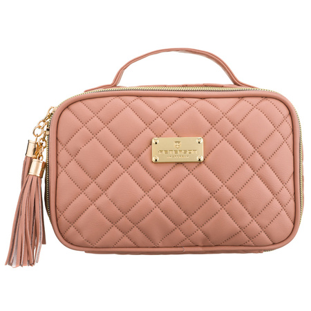 Einräumige, rosa Kosmetiktasche aus Synthetikstoff mit praktischem Griff – Peterson