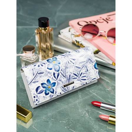 Große Damen Geldbörse Blumen rot aus Leder & Öko-Leder – 4U Cavaldi