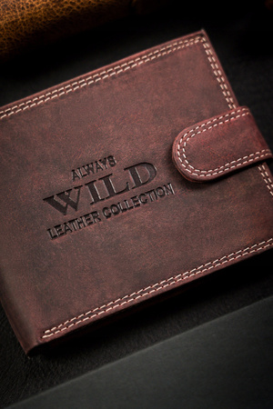 Große Herren Geldbörse aus echtem Leder mit Druckknopf – Always Wild