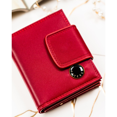 Rote Damen-Geldbörse aus Natur- und Öko-Leder mit RFID-System - Peterson