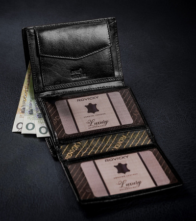 Klassische Herren Geldbörse aus glattem Echtleder – Rovicky