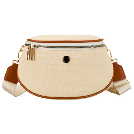 Damen-Gürteltasche in Ecru mit braunen Elementen, mit Reißverschluss verschließbar – Peterson