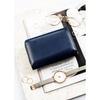 Damen-Geldbörse aus Öko-Leder, horizontal, dunkelblau, mit Druckknopfverschluss – Peterson