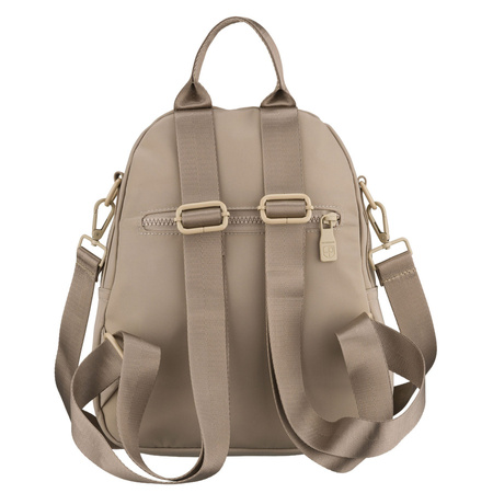 Städtischer Damen-Rucksack aus Polyester in Ecru, ausgestattet mit einem zusätzlichen Gürtel – Peterson