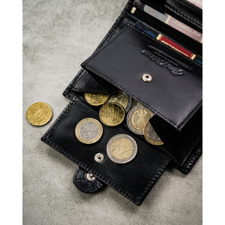 Große, schwarze Herren Geldbörse aus Leder mit Druckknopfverschluss – Peterson