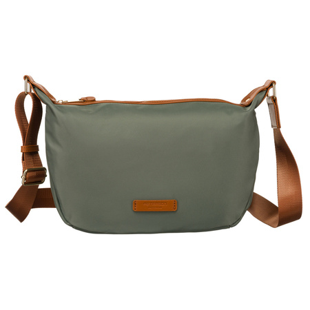Damen Umhängetasche aus Nylon in Grün-Braun mit Außentasche – Peterson