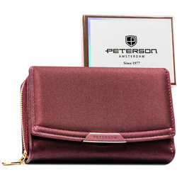 Damen-Geldbörse aus Öko-Leder in violetter Farbe, ausgestattet mit RFID-System – Peterson