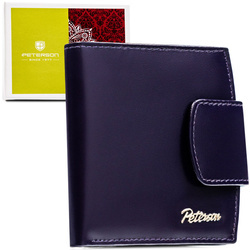 Damen-Geldbörse aus Leder, violett, mit RFID-System, mit Druckknopfverschluss – Peterson