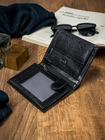 Herren Geldbörse aus Leder in Großformat mit Glattleder-Finish – Rovicky