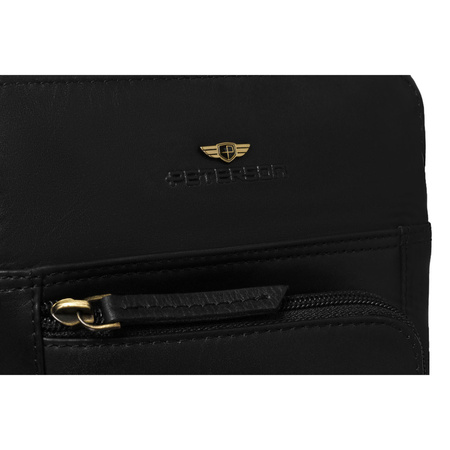 Herren-Umhängetasche aus Naturleder in Schwarz, ein Hauptfach und mit Reißverschluss – Peterson