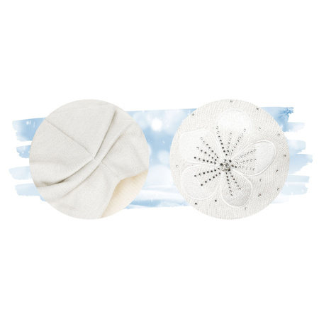 Weiße Damen Mütze mit Blumenstickerei – Peterson