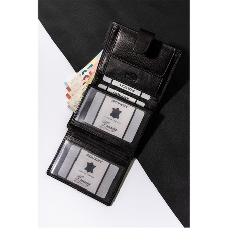 Herren Geldbörse aus Leder mit Druckknopfverschluss – Rovicky