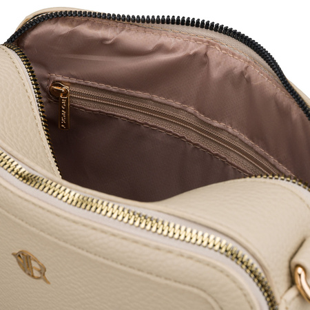 Städtische Damen-Handtasche mit Schultergurt in Beige aus Öko-Leder - Rovicky