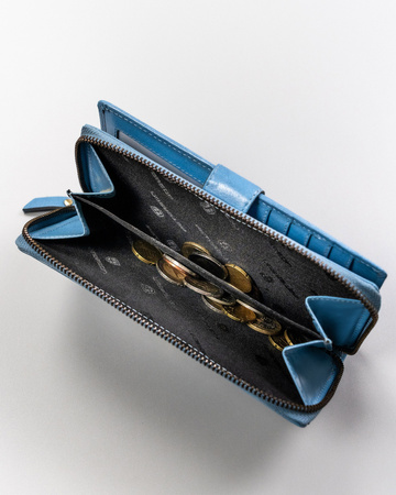 Große Damen Geldbörse aus Leder mit Reißverschluss und Druckknopf – Peterson