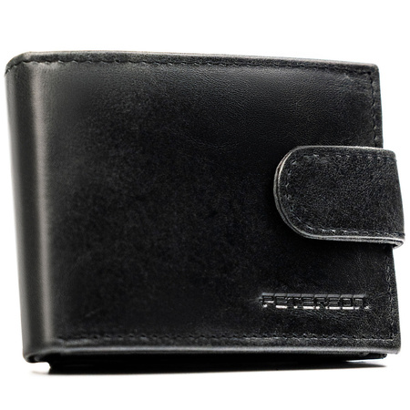 Schwarze Herren-Geldbörse aus Leder mit Druckknopfverschluss – Peterson
