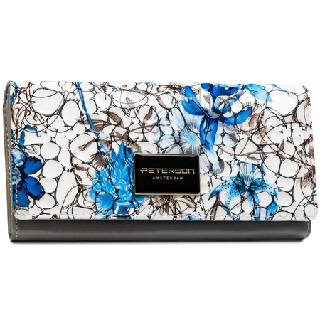Damen Geldbörse aus echtem Leder mit Blumenmuster und RFID-Schutz – Peterson