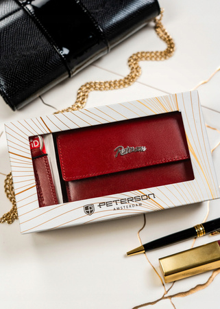 Geschenkset: große Leder Geldbörse und Schlüsselanhänger – Peterson