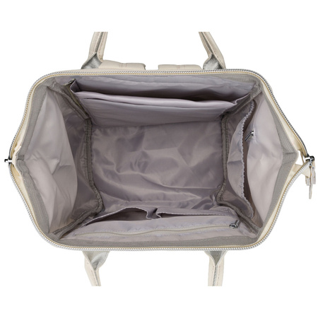 Damen Rucksack aus Polyester in Ecru mit Laptopfach und USB-Anschluss – Peterson