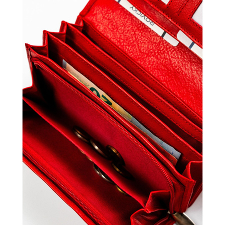 Geräumige rote Damen Geldbörse aus Leder im klassischen Design – Rovicky