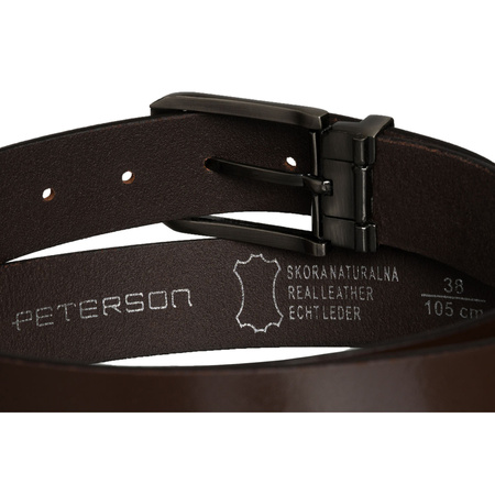 Aus Leder, eleganter Herren-Gürtel in Braun mit silberner, klassischer Schnalle - Peterson