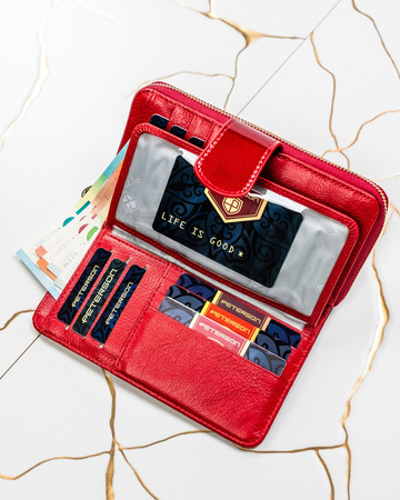 Große vertikale Damen-Geldbörse mit Druckknopf und RFID-Schutz – Peterson