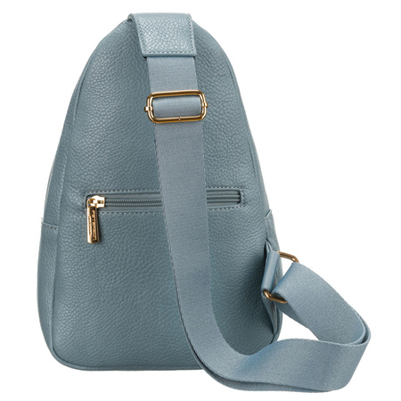 Blau stylische Damen Gürteltasche klein aus Öko-Leder mit goldfarbenen Beschlägen, Crossbody – Peterson