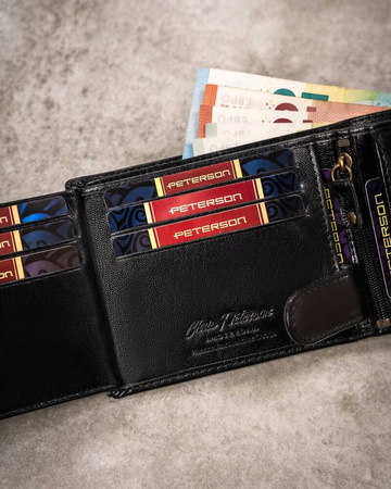 Geschenkset: große Herren Geldbörse aus Leder und Schlüsselanhänger – Peterson