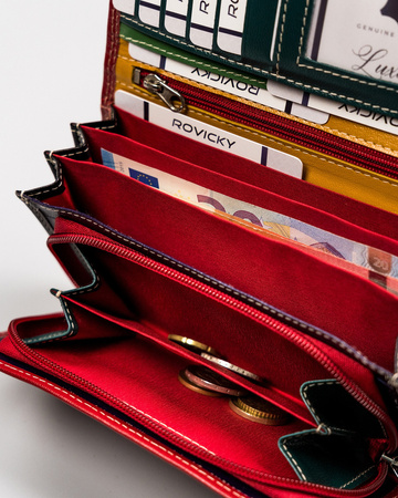 Große Damen Geldbörse aus Leder mit RFID-Schutz – Rovicky