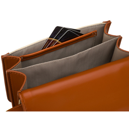 Damen-Umhängetasche in Ecru und Braun, zweifach unterteilt – Peterson