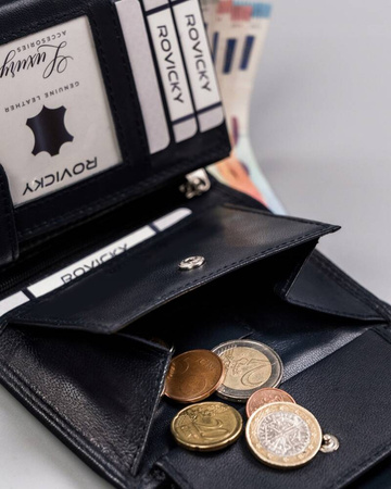 Kleine Damen Geldbörse aus Leder mit Druckknopf – Rovicky