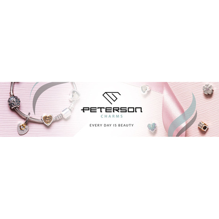 Silberner Charm Herz mit Zirkonia und Schriftzug für Modulararmband – Peterson