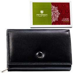 Große Damen Geldbörse aus Leder in Schwarz mit RFID – Peterson