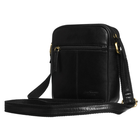 Schwarze Herren-Umhängetasche aus echtem Leder mit Reißverschluss – Peterson