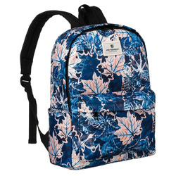 Schulrucksack mit blauen und rosafarbenen Blättern, verstellbare Schultergurte – Peterson