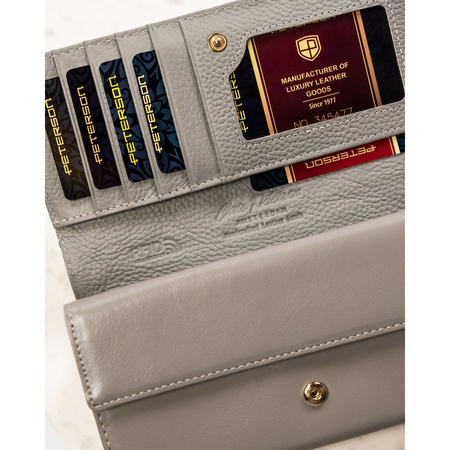 Damen Geldbörse aus echtem Leder mit Blumenmuster und RFID-Schutz – Peterson