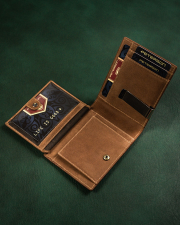 Herren Geldbörse aus Leder mit Geldklammer – Peterson