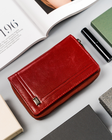 Damen Geldbörse hochkant aus Büffelleder, mit Druckverschluss, RFID – Rovicky