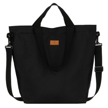 Schwarze Damen-Shopper-Tasche mit Reißverschluss und Außentasche – Peterson