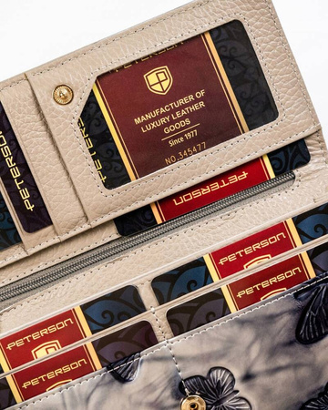 Große Damen Geldbörse aus Leder mit Bügel- und Druckknopfverschluss – Peterson