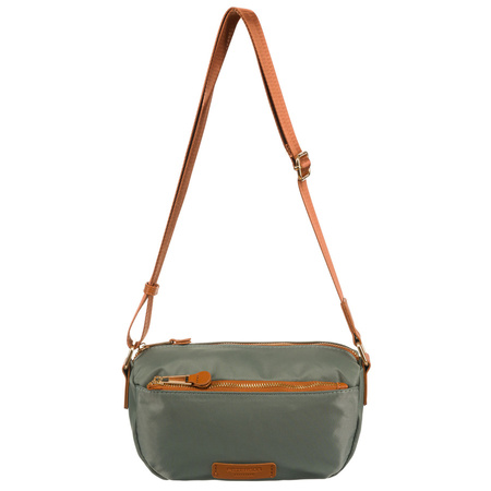 Damen Umhängetasche aus Nylon in Grün-Braun mit verstellbarem Riemen – Peterson
