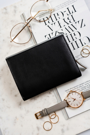 Damen Geldbörse aus echtem Leder mit Druckknopf – Rovicky