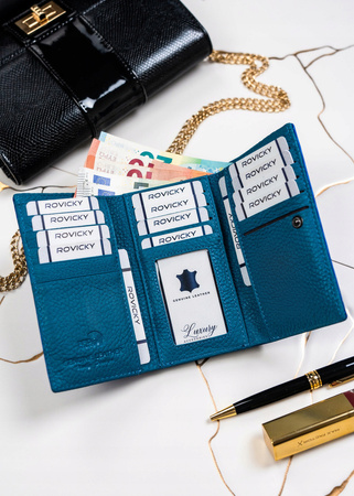 Damen Geldbörse aus Leder mit Bügelverschluss und Wellenmuster – Lorenti