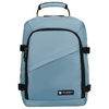 Reise-Rucksack in Blau, zweifach unterteilt und an verstellbaren Schultergurten aufgehängt – Peterson