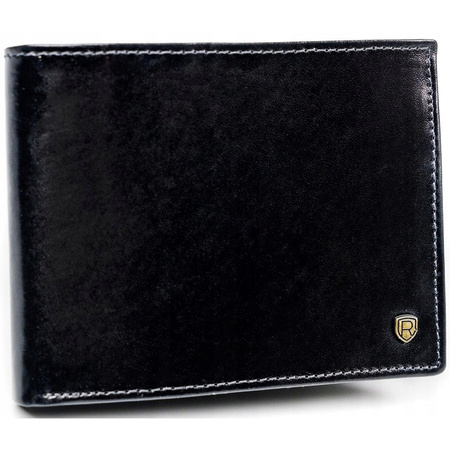 Geräumige schwarze Herren Geldbörse ohne Verschluss aus echtem Leder – Rovicky